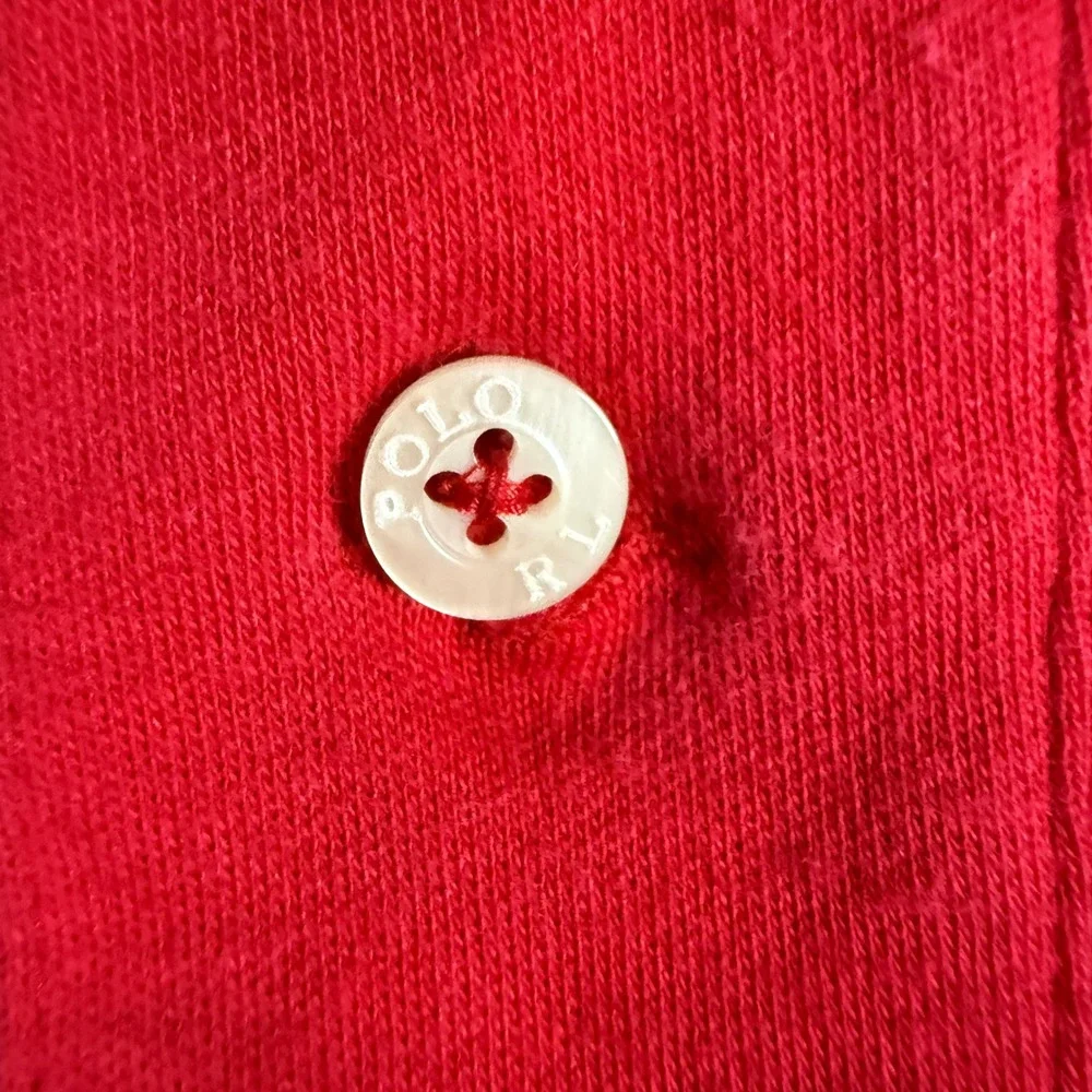 Polo Ralph Lauren Vintage Red Golf‎ Crest Polo Shirt XL Made in Hong Kong Cotton